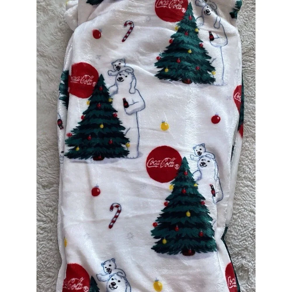 Coca Cola Velvet Soft Throw Blanket 60 X 70”‎ Bears W/Bottle Christmas Tree NEW